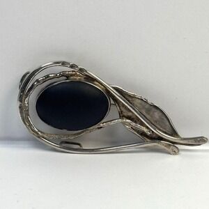 Avi Soffer Israel Modernist Sterling Silver Black Onyx Abstract Pendant Brooch